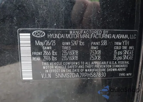 2023 Hyundai Santa Fe Sel from USA, damaged, VIN 5NMS2DAJ9PH587830